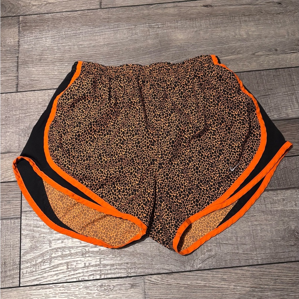 Nike Leopard Print Women's Shorts with Orange Trim